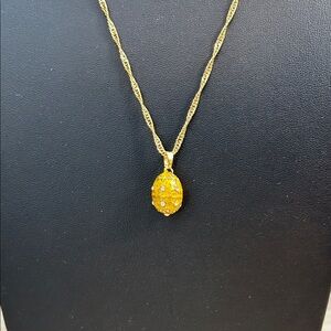 Unique Estate Find. Elegant Gold Crystal Enrobed Egg Pendant Necklace